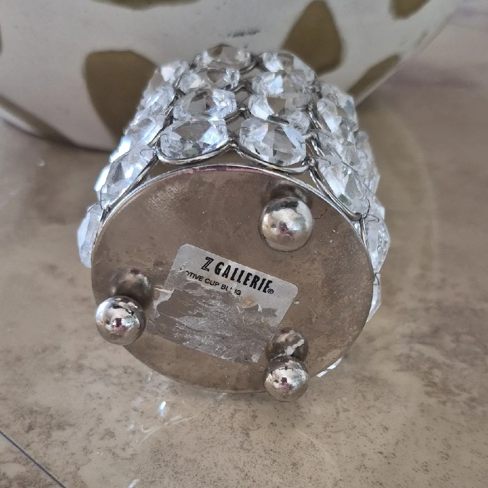 Z Gallerie Crystal Candle Holder - Silver